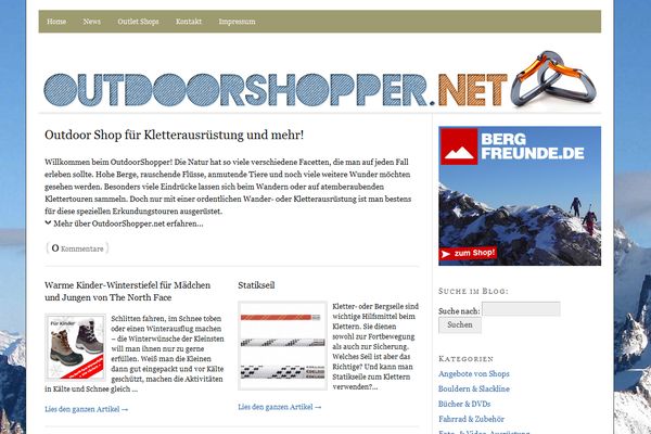 outdoorshopper.net, der Online Shop für Kletterausrüstung und mehr